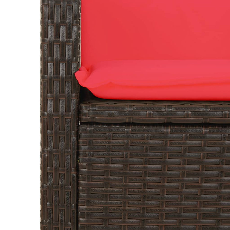 Tuinbankje verstelbaar met kussens poly rattan bruin