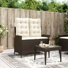 Adjustable garden bench with cushions poly rattan brown