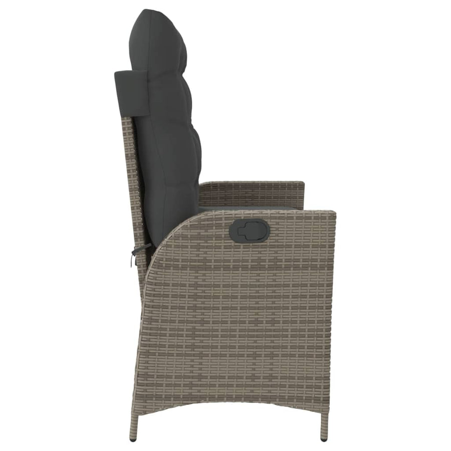 Tuinbankje Verstelbaar Met Kussens Poly Rattan Grijs