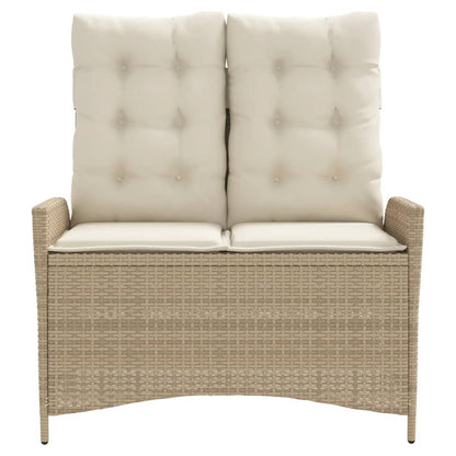 Tuinbankje Verstelbaar Met Kussens Poly Rattan Beige