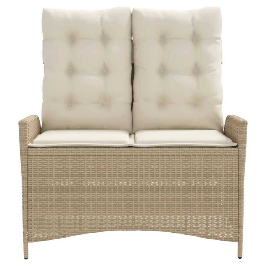 Tuinbankje Verstelbaar Met Kussens Poly Rattan Beige