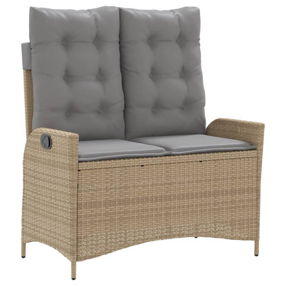 Tuinbankje Verstelbaar Met Kussens Poly Rattan Beige