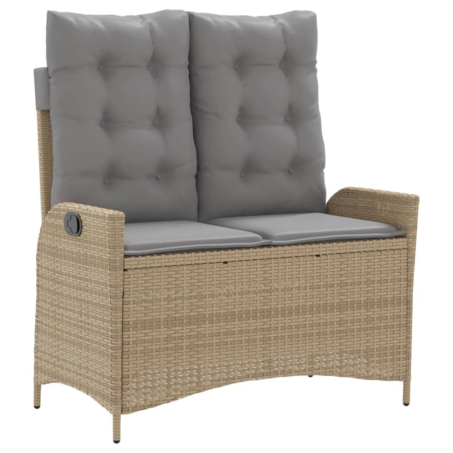 Tuinbankje Verstelbaar Met Kussens Poly Rattan Beige
