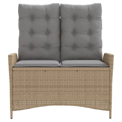 Tuinbankje Verstelbaar Met Kussens Poly Rattan Beige