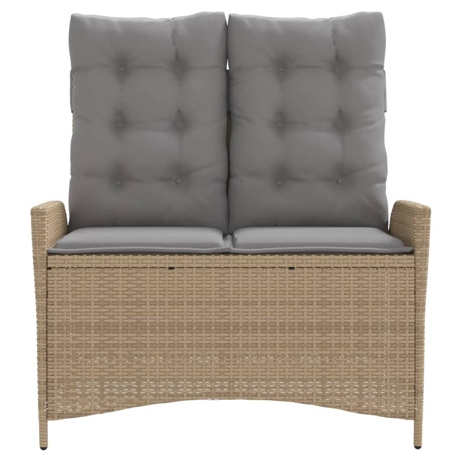 Tuinbankje Verstelbaar Met Kussens Poly Rattan Beige