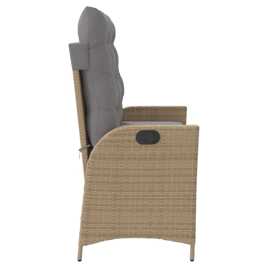 Tuinbankje Verstelbaar Met Kussens Poly Rattan Beige