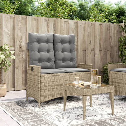 Tuinbankje Verstelbaar Met Kussens Poly Rattan Beige