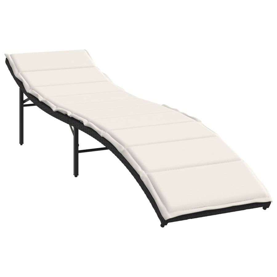 Ligbed Met Kussen 55X199X50 Cm Poly Rattan Zwart