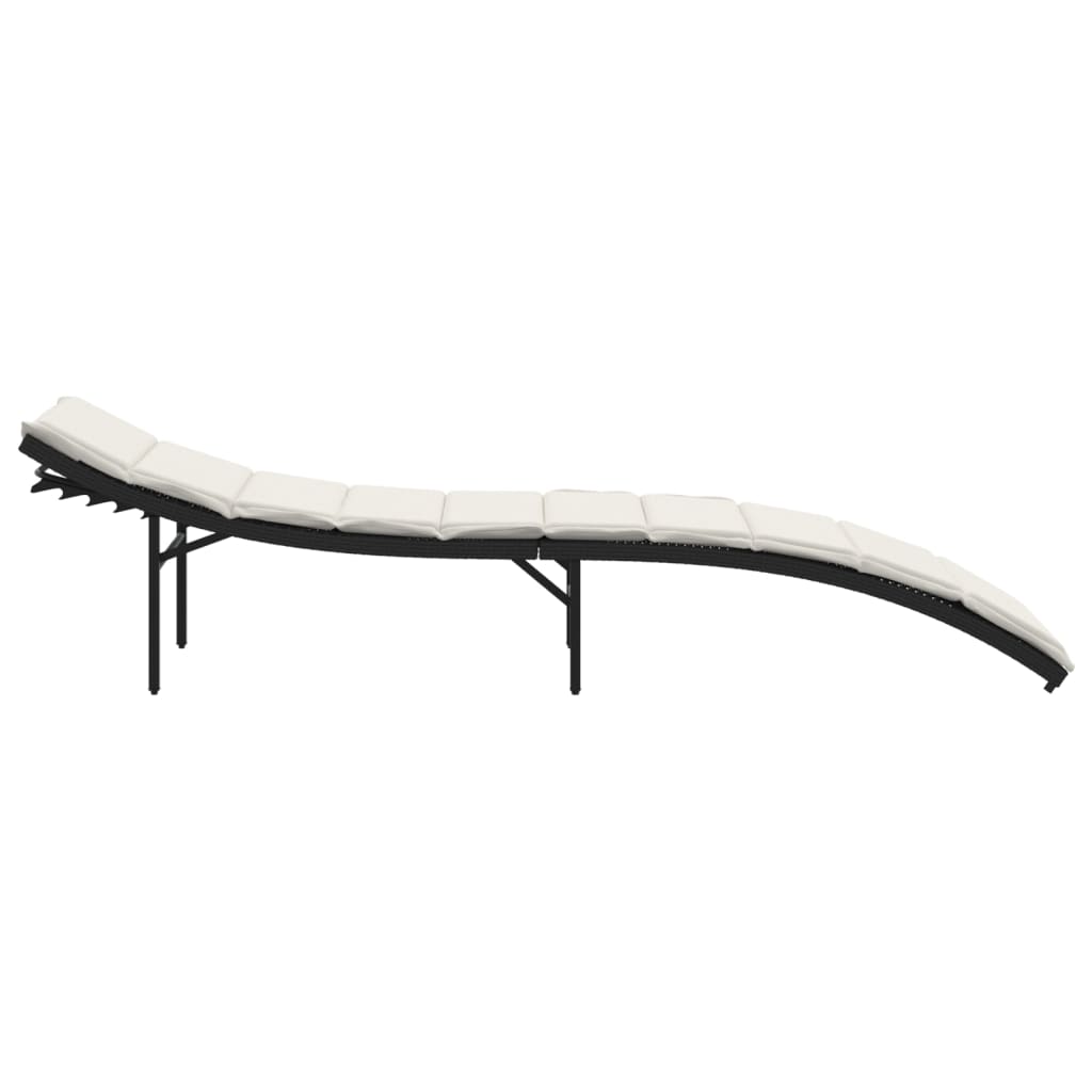 Ligbed Met Kussen 55X199X50 Cm Poly Rattan Zwart
