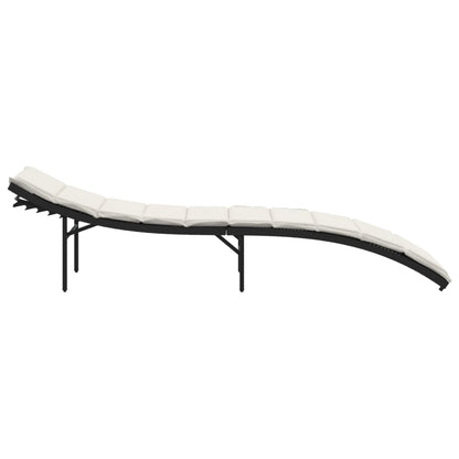 Ligbed Met Kussen 55X199X50 Cm Poly Rattan Zwart