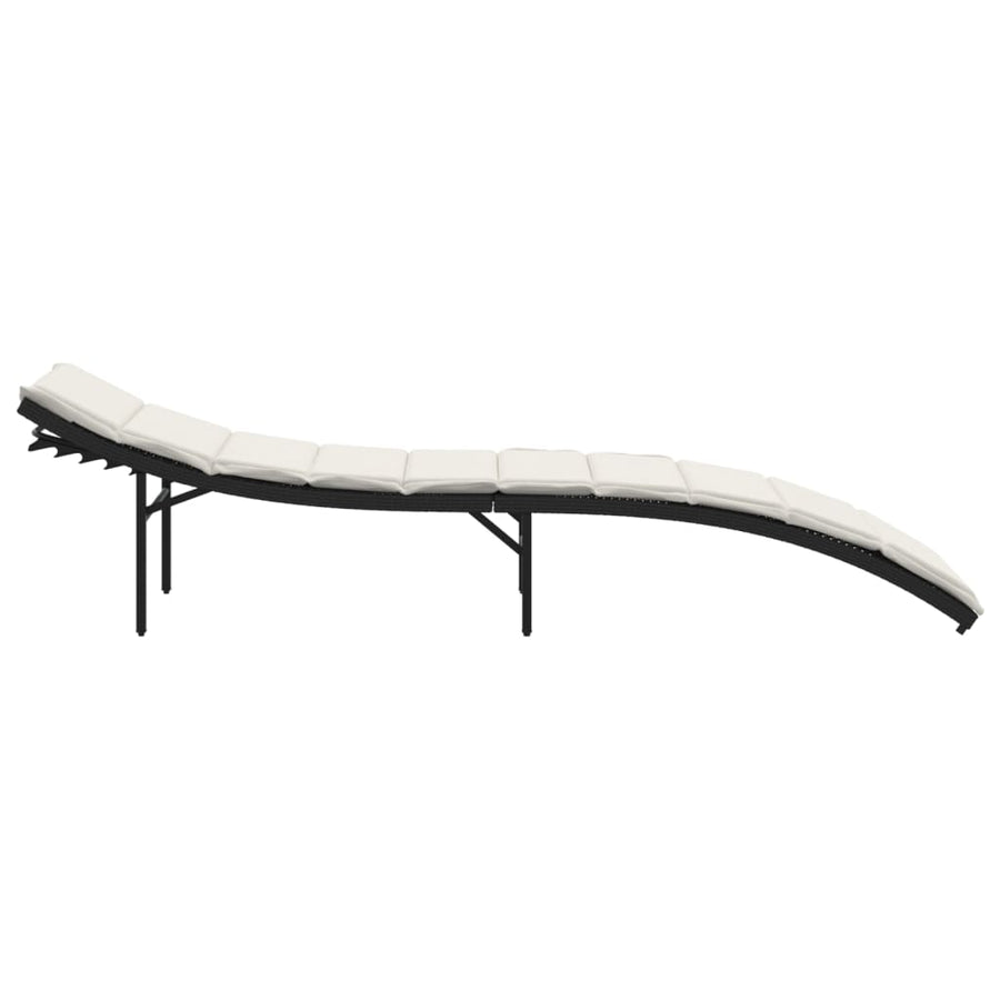 Ligbed Met Kussen 55X199X50 Cm Poly Rattan Zwart