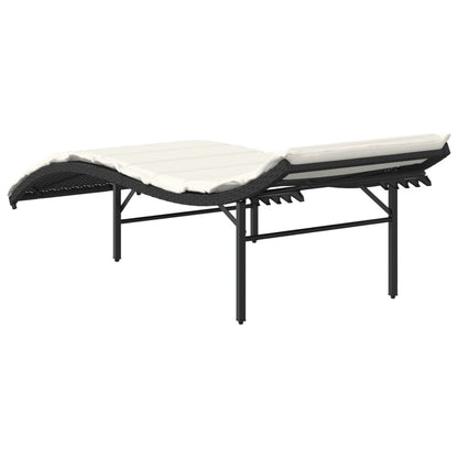 Ligbed Met Kussen 55X199X50 Cm Poly Rattan Zwart