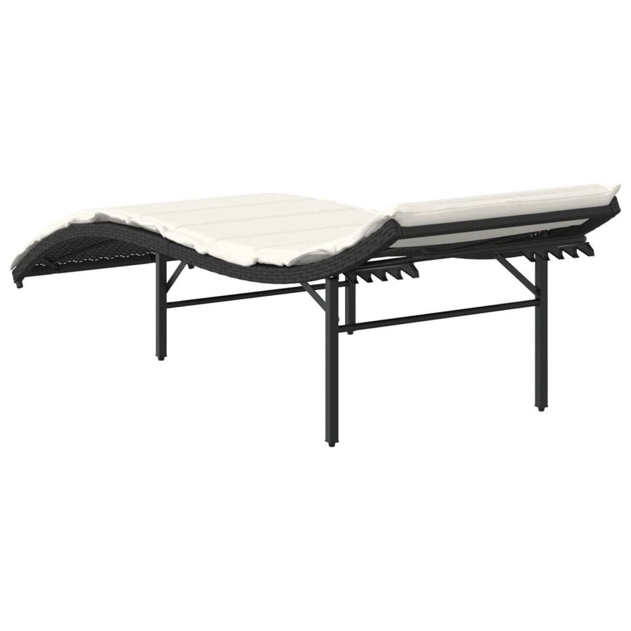 Ligbed Met Kussen 55X199X50 Cm Poly Rattan Zwart