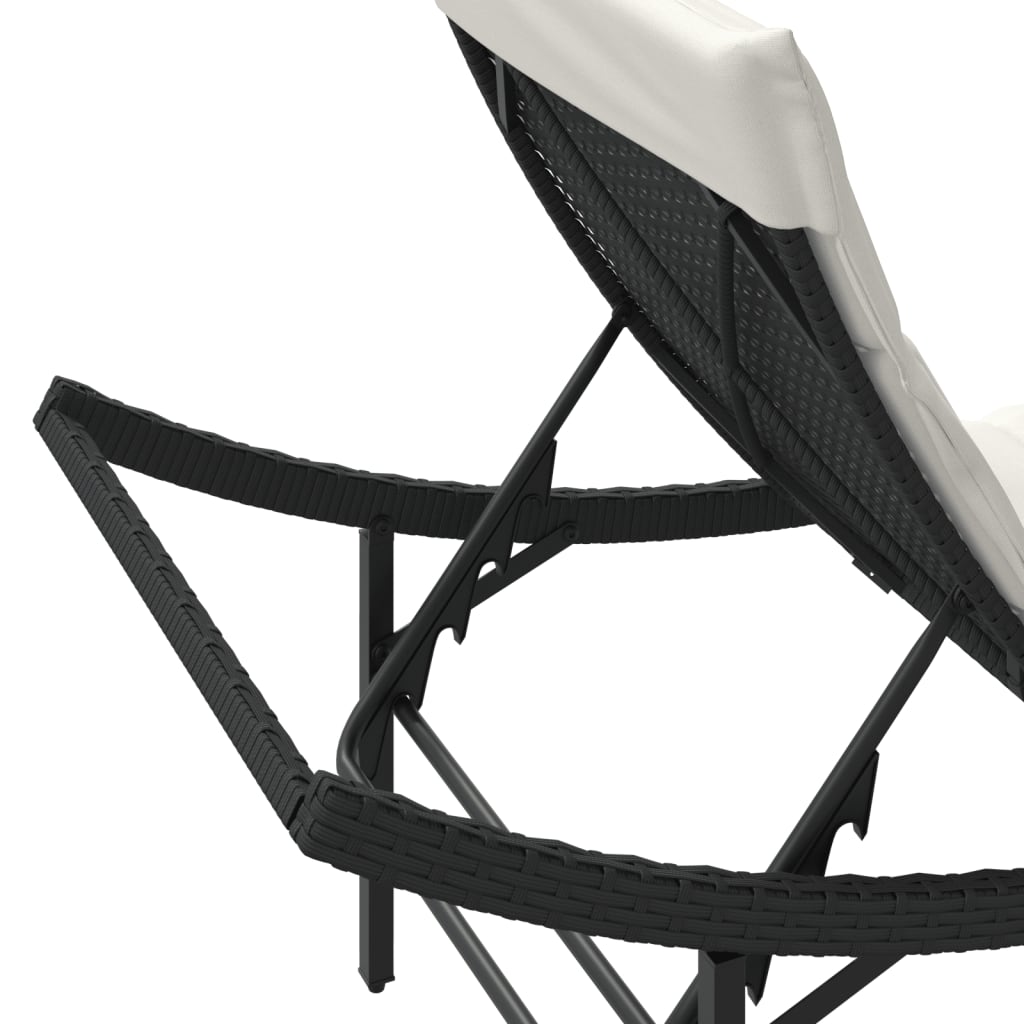 Ligbed Met Kussen 55X199X50 Cm Poly Rattan Zwart