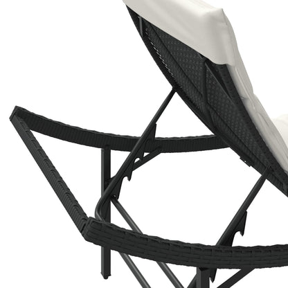 Ligbed Met Kussen 55X199X50 Cm Poly Rattan Zwart