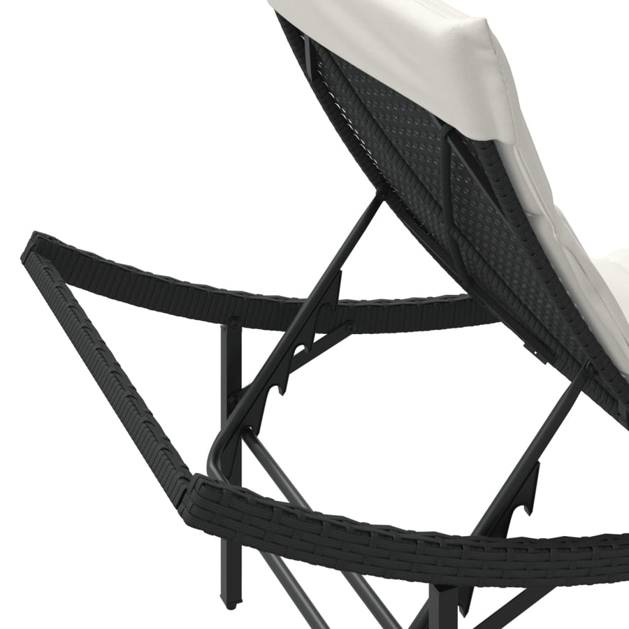Ligbed Met Kussen 55X199X50 Cm Poly Rattan Zwart
