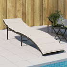 Ligbed poly rattan zwart met kussen 55x199x50 cm