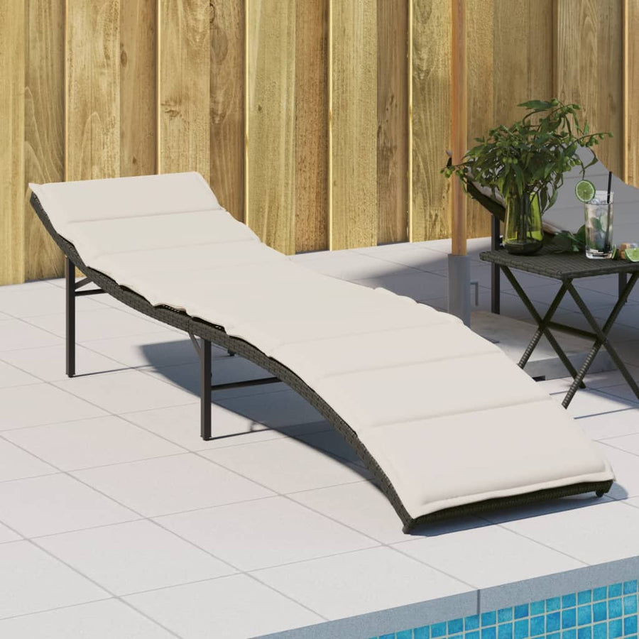 Ligbed Met Kussen 55X199X50 Cm Poly Rattan Zwart