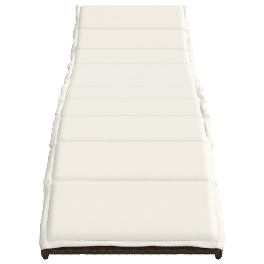 Ligbed Met Kussen 55X199X50 Cm Poly Rattan Bruin