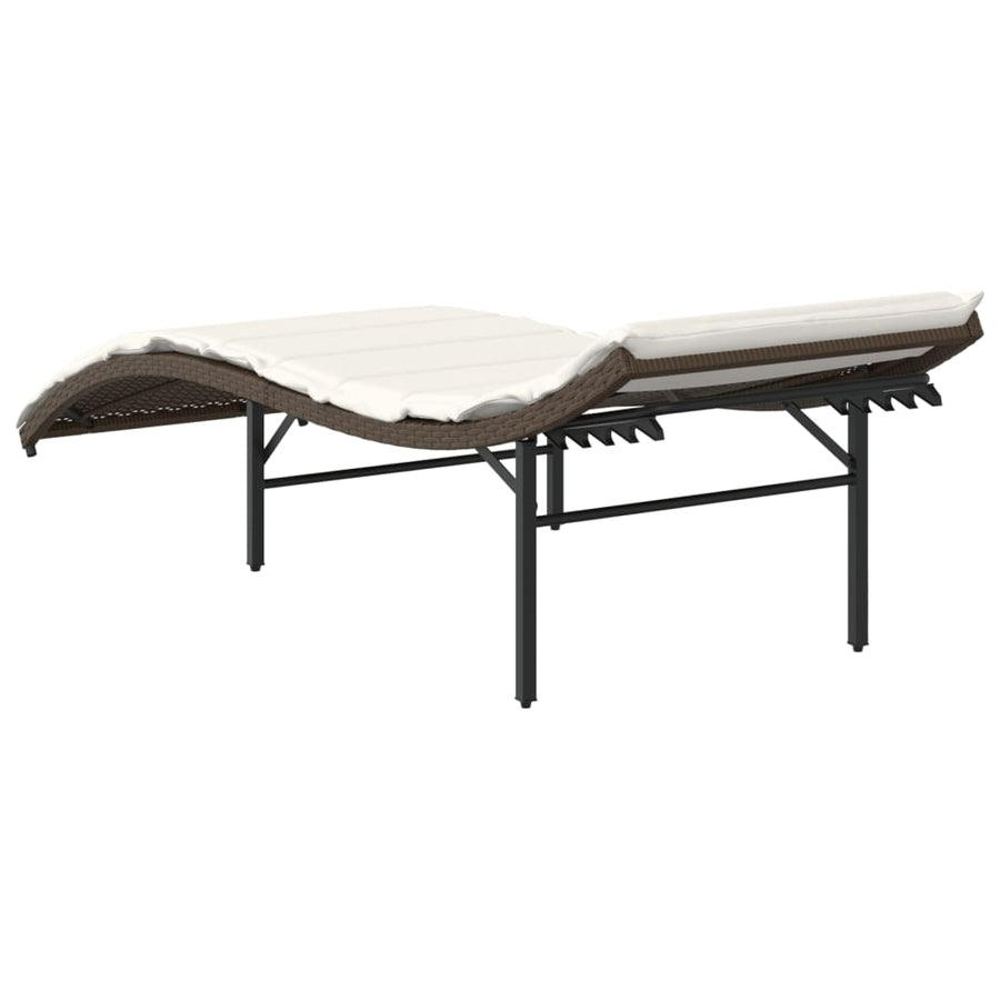 Ligbed Met Kussen 55X199X50 Cm Poly Rattan Bruin