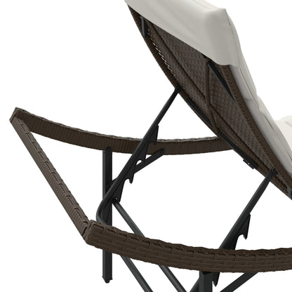 Ligbed Met Kussen 55X199X50 Cm Poly Rattan Bruin