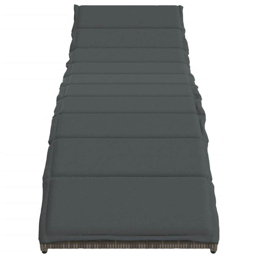 Ligbed Met Kussen 55X199X50 Cm Poly Rattan Grijs