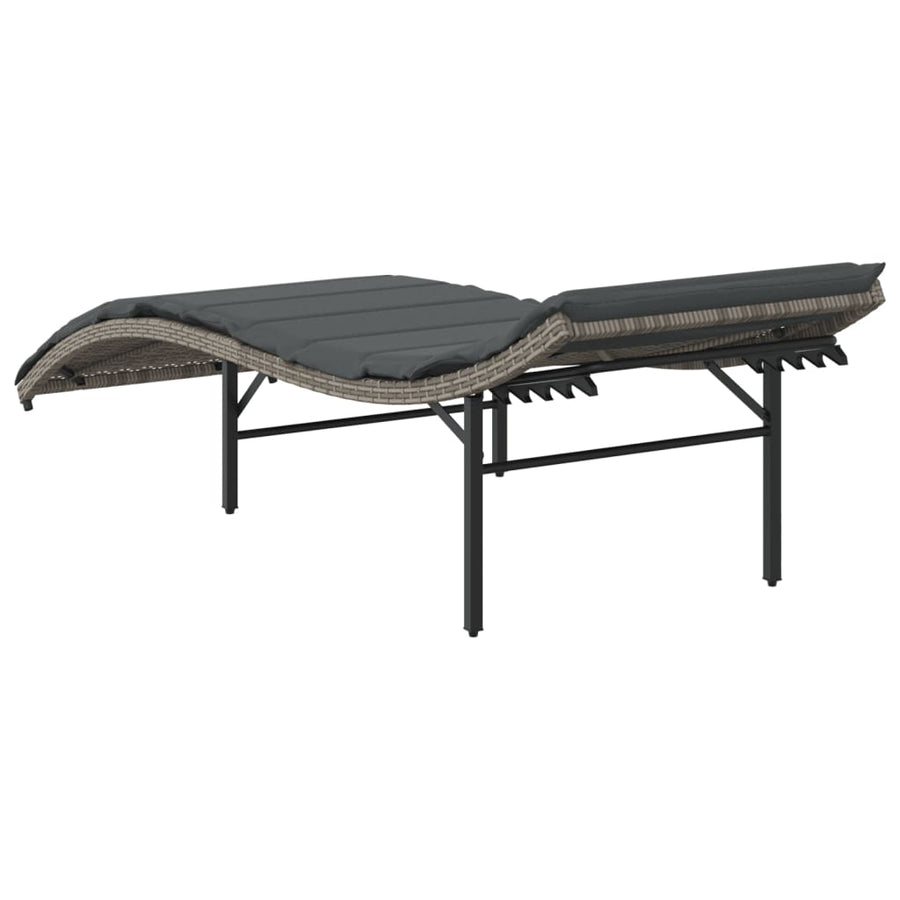 Ligbed Met Kussen 55X199X50 Cm Poly Rattan Grijs