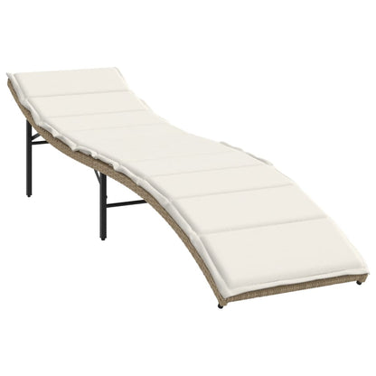 Ligbed Met Kussen 55X199X50 Cm Poly Rattan Beige