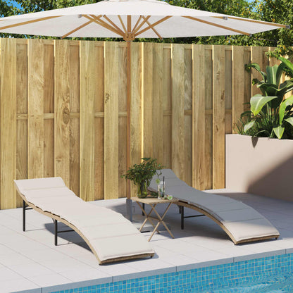 Ligbed Met Kussen 55X199X50 Cm Poly Rattan Beige