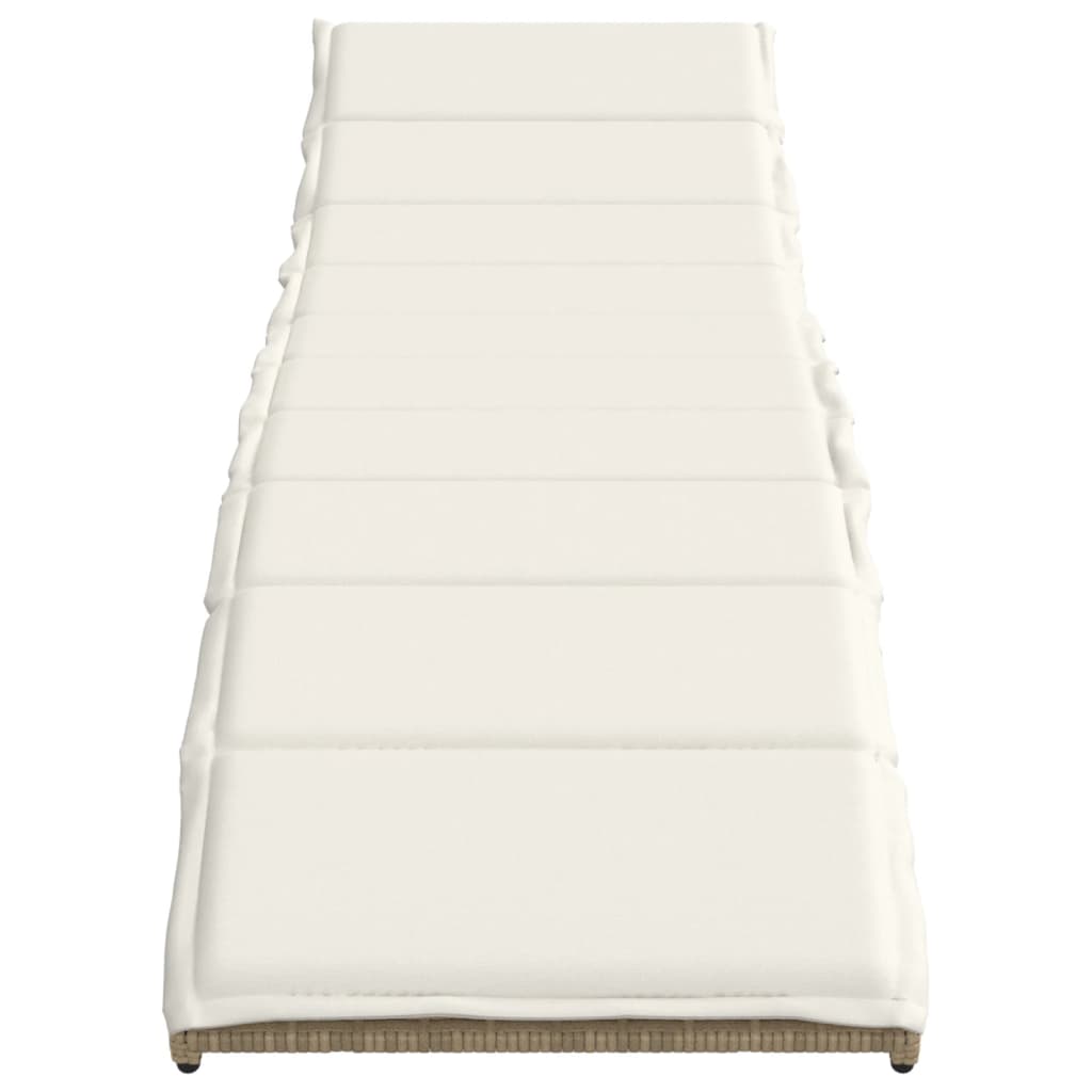 Ligbed Met Kussen 55X199X50 Cm Poly Rattan Beige