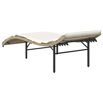 Ligbed Met Kussen 55X199X50 Cm Poly Rattan Beige