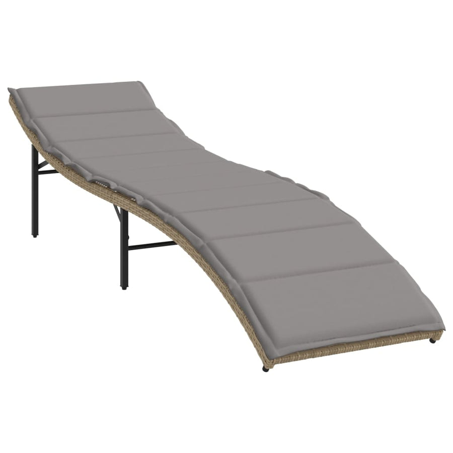 Ligbed Met Kussen 55X199X50 Cm Poly Rattan Beige