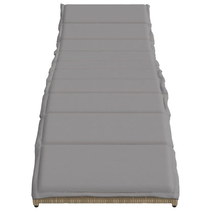 Ligbed Met Kussen 55X199X50 Cm Poly Rattan Beige