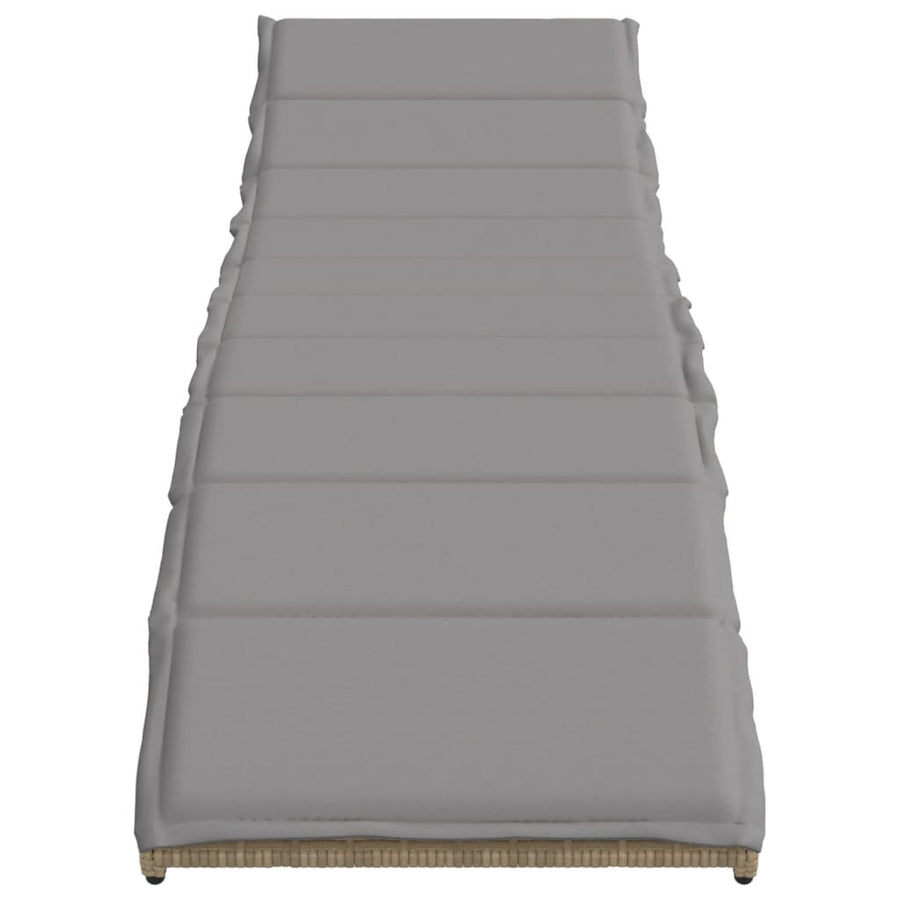 Ligbed Met Kussen 55X199X50 Cm Poly Rattan Beige