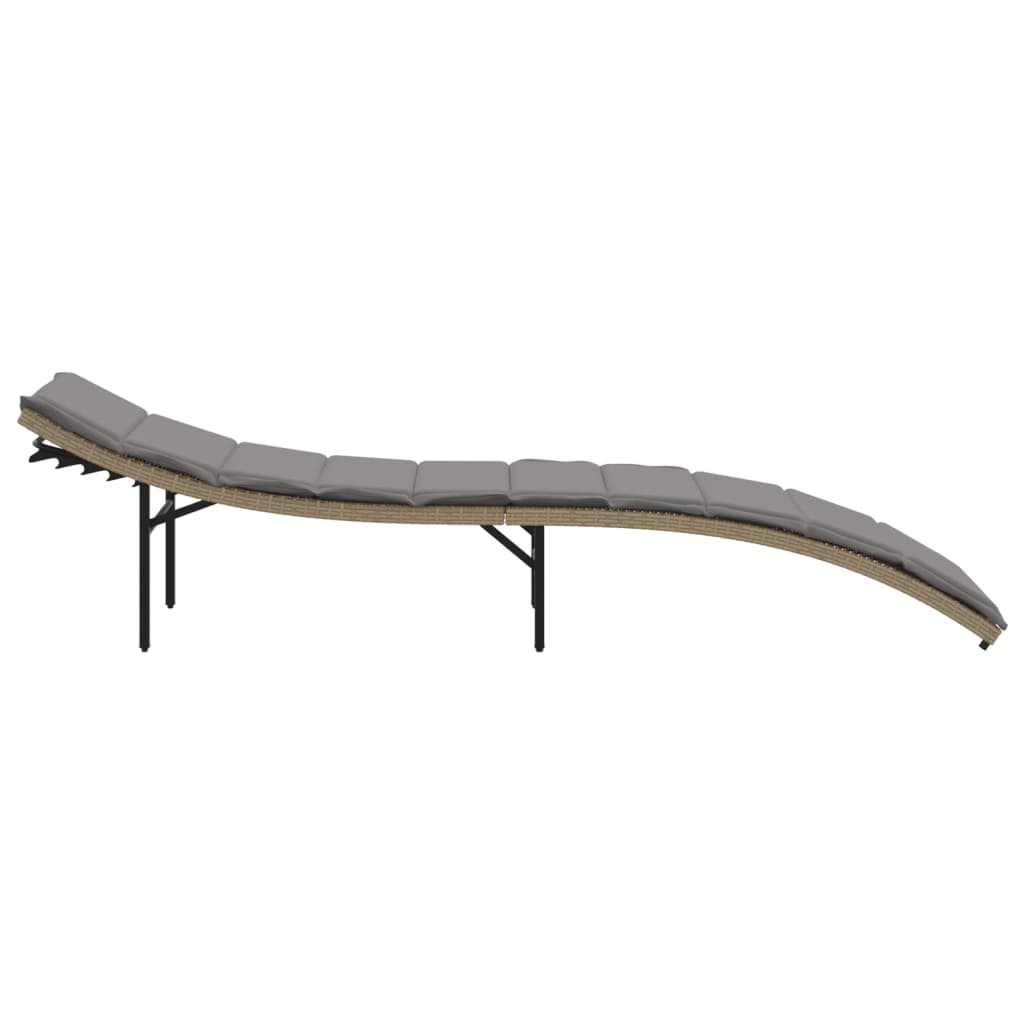 Ligbed Met Kussen 55X199X50 Cm Poly Rattan Beige