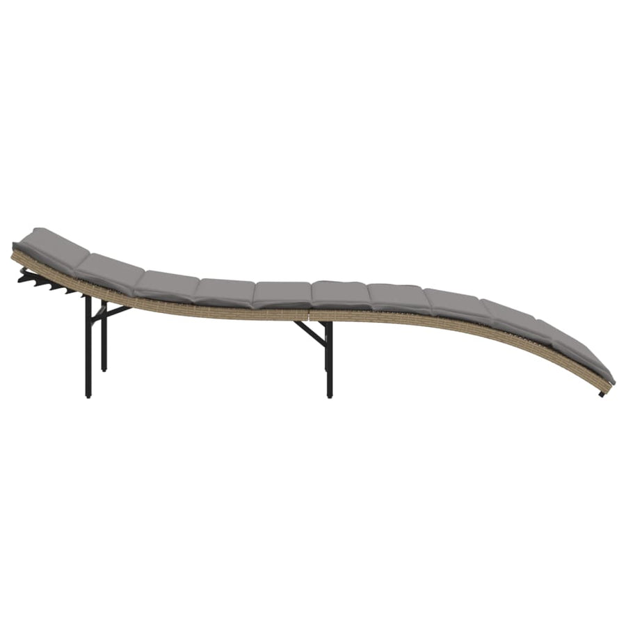 Ligbed Met Kussen 55X199X50 Cm Poly Rattan Beige