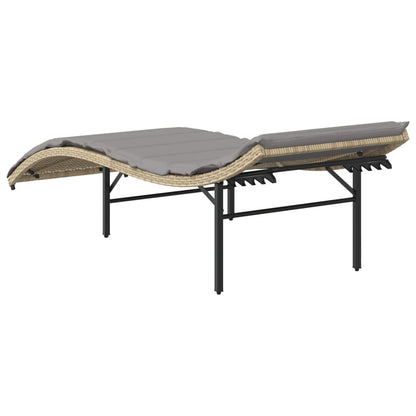 Ligbed Met Kussen 55X199X50 Cm Poly Rattan Beige