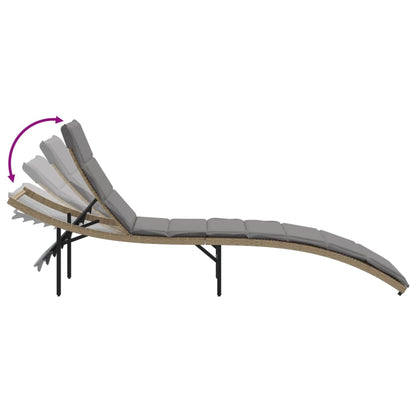 Ligbed Met Kussen 55X199X50 Cm Poly Rattan Beige