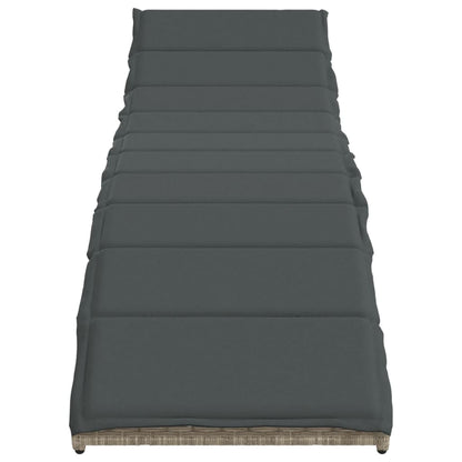 Ligbed Met Kussen 55X199X50 Cm Poly Rattan Lichtgrijs