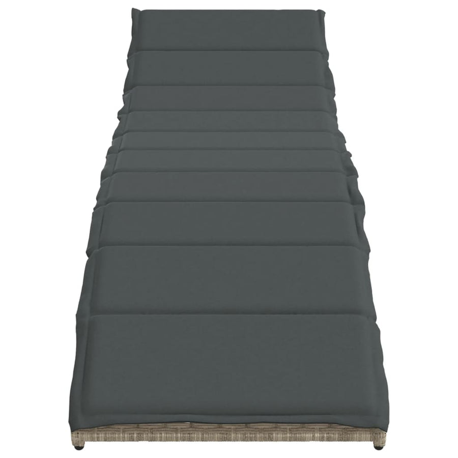Ligbed Met Kussen 55X199X50 Cm Poly Rattan Lichtgrijs