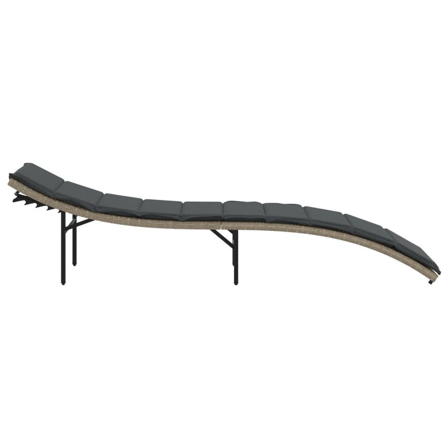 Ligbed Met Kussen 55X199X50 Cm Poly Rattan Lichtgrijs