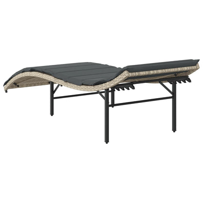 Ligbed Met Kussen 55X199X50 Cm Poly Rattan Lichtgrijs