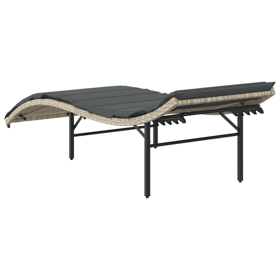Ligbed Met Kussen 55X199X50 Cm Poly Rattan Lichtgrijs