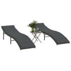 Ligbedden 2 stuks met tafel poly rattan grijs