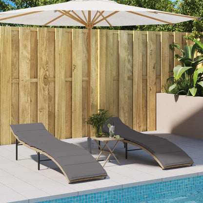 Ligstoelen 2 St Met Tafel Poly Rattan Beige
