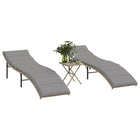 Ligstoelen 2 st poly rattan beige met tafel