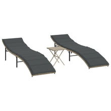 Ligbedden 2 St Met Tafel Poly Rattan Lichtgrijs