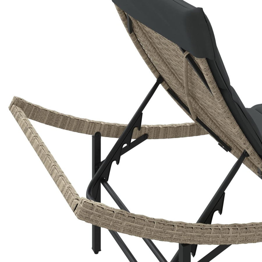 Ligbedden 2 St Met Tafel Poly Rattan Lichtgrijs