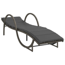 Ligbed met kussen 60x199x42 cm poly rattan grijs