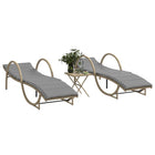 Sun loungers 2 pcs with table poly rattan beige
